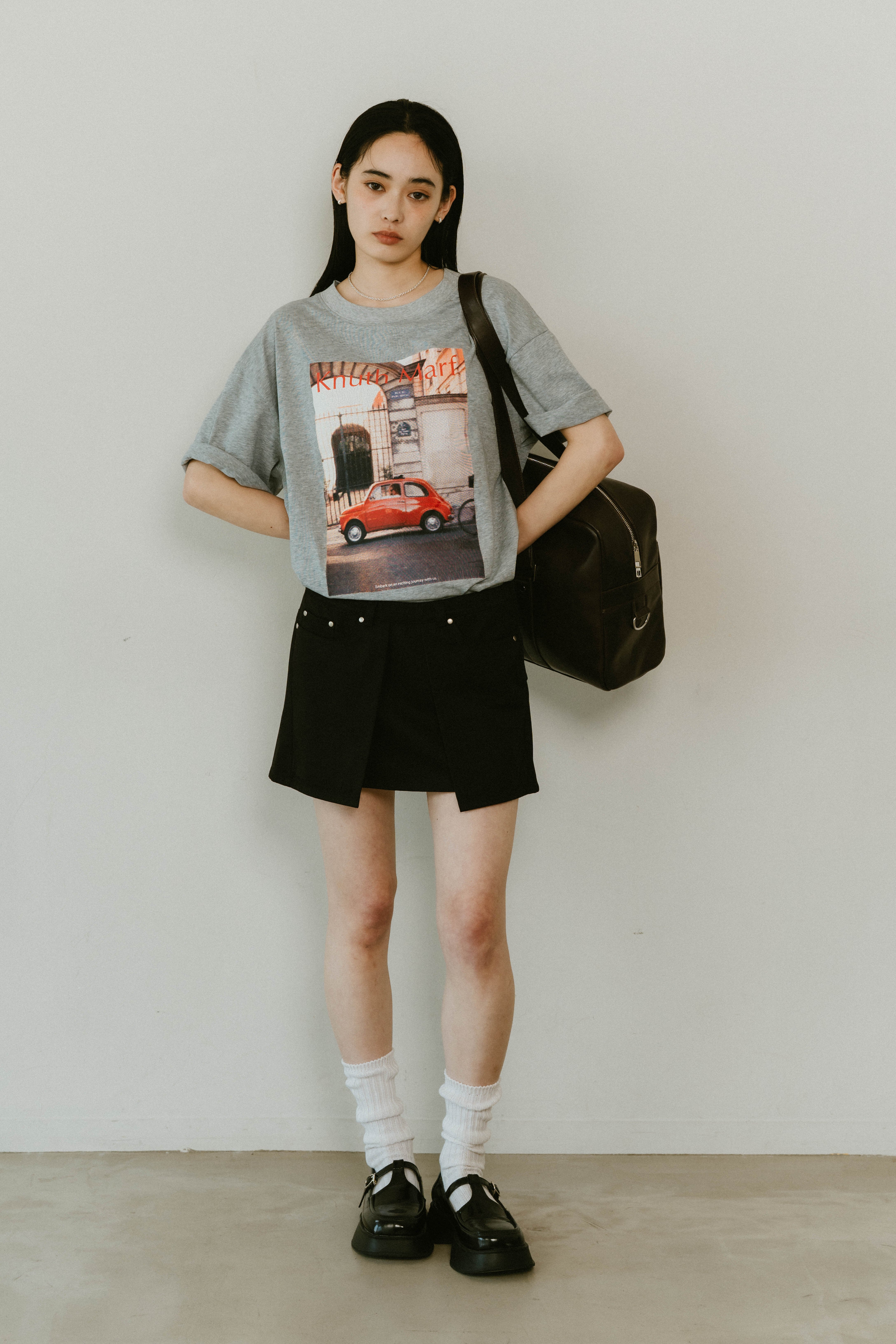 【Knuth Marf】vintage print T shirt/gray