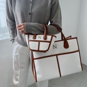 Buddy. canvas bag large【WHT×BRN】