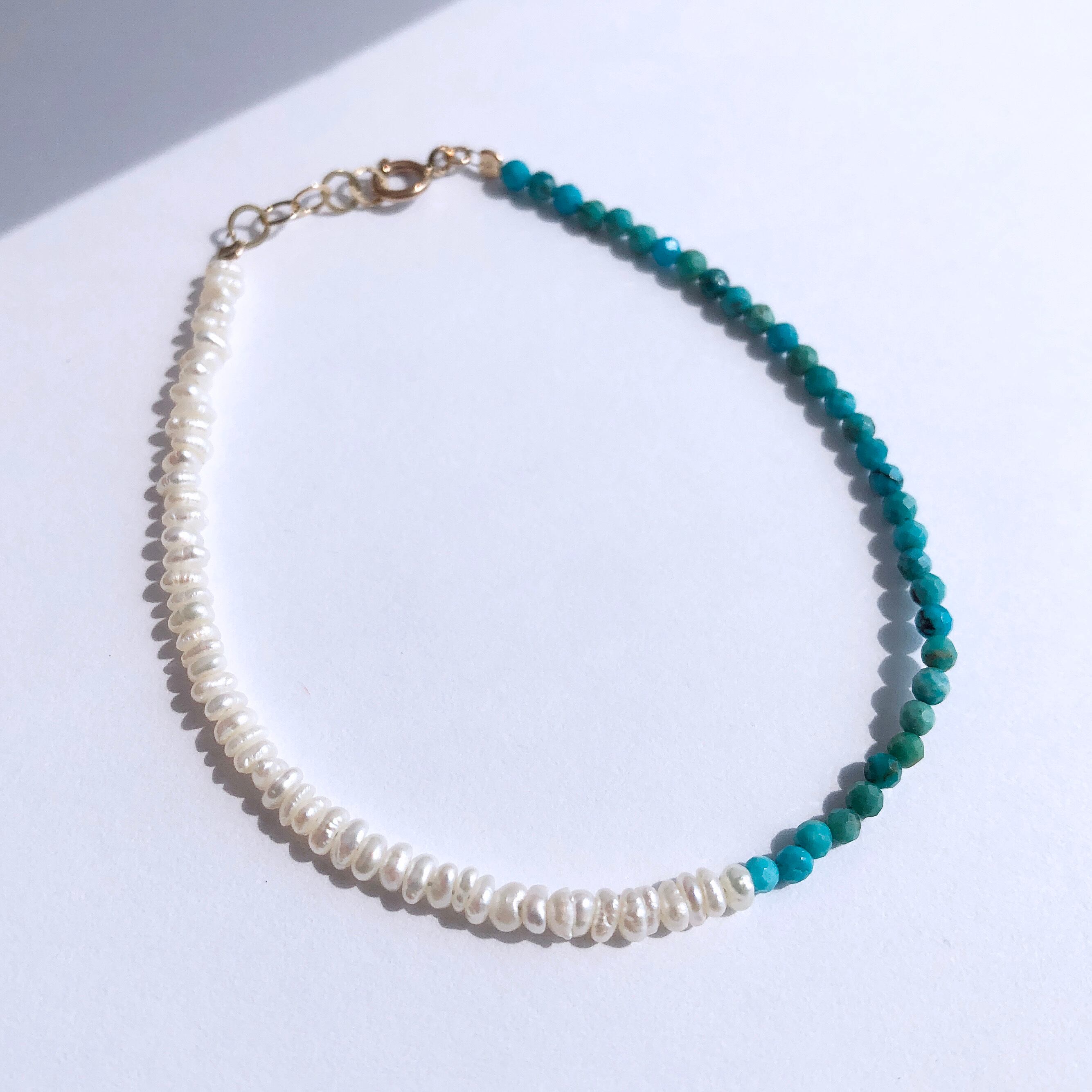 K10YG Turquoise x  Baroque Pearl Bracelet / チャリティージュエリー