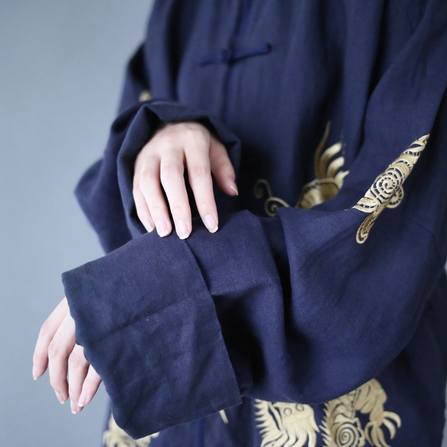 "刺繍×龍" loose silhouette special china shirt