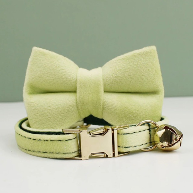 おなまえ猫首輪【ライムグリーン×ベルベット】