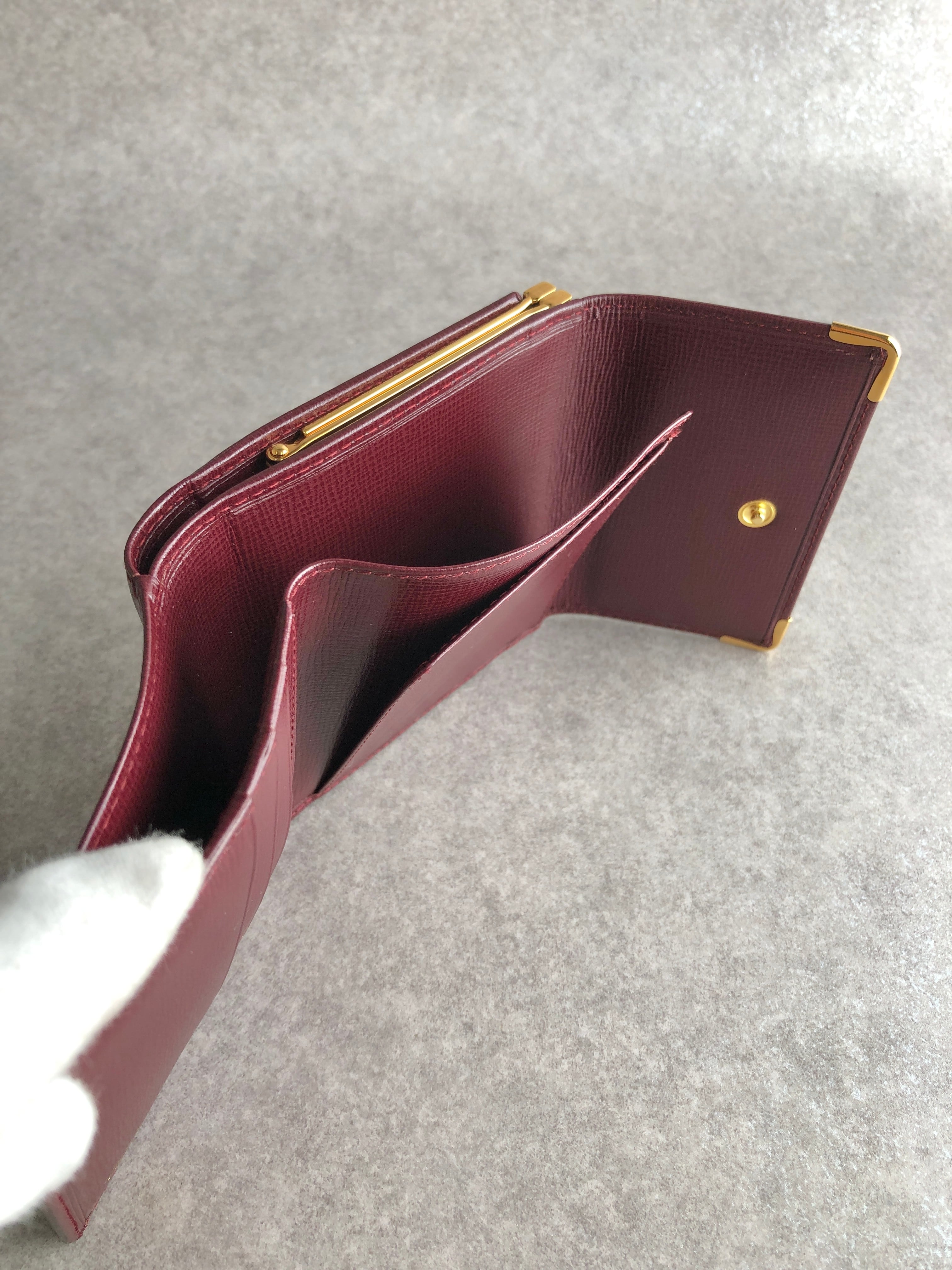 Cartier カルティエ マストライン 財布 ボルドー レザー 3つ折り