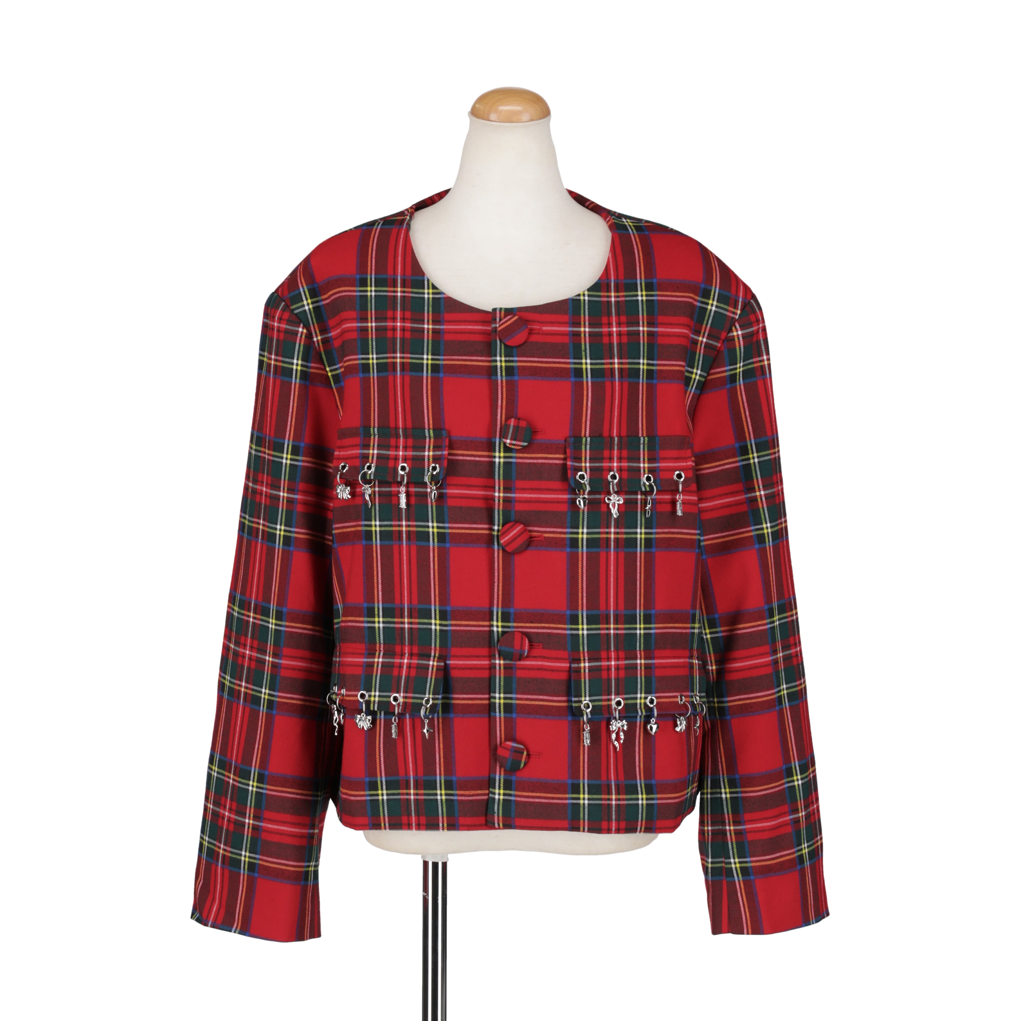 ノーカラーチャームジャケット　RED