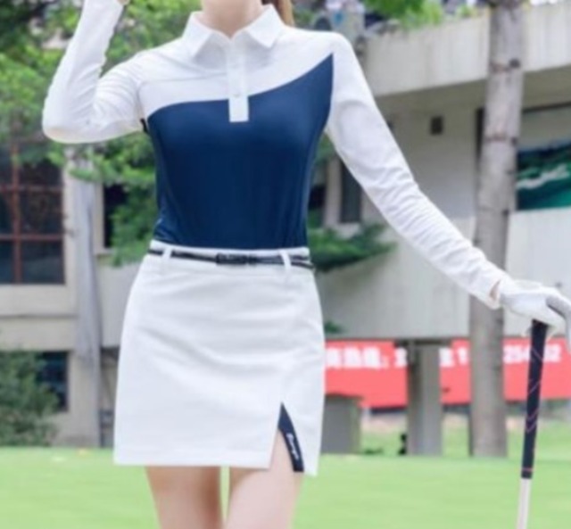 ゴルフウェア スポーツウェア シャツ レディース ガールズ ゴルフ スポーツ 春夏 ポロシャツ 長袖 コントラストカラー Tシャツ 球技 カジュアル