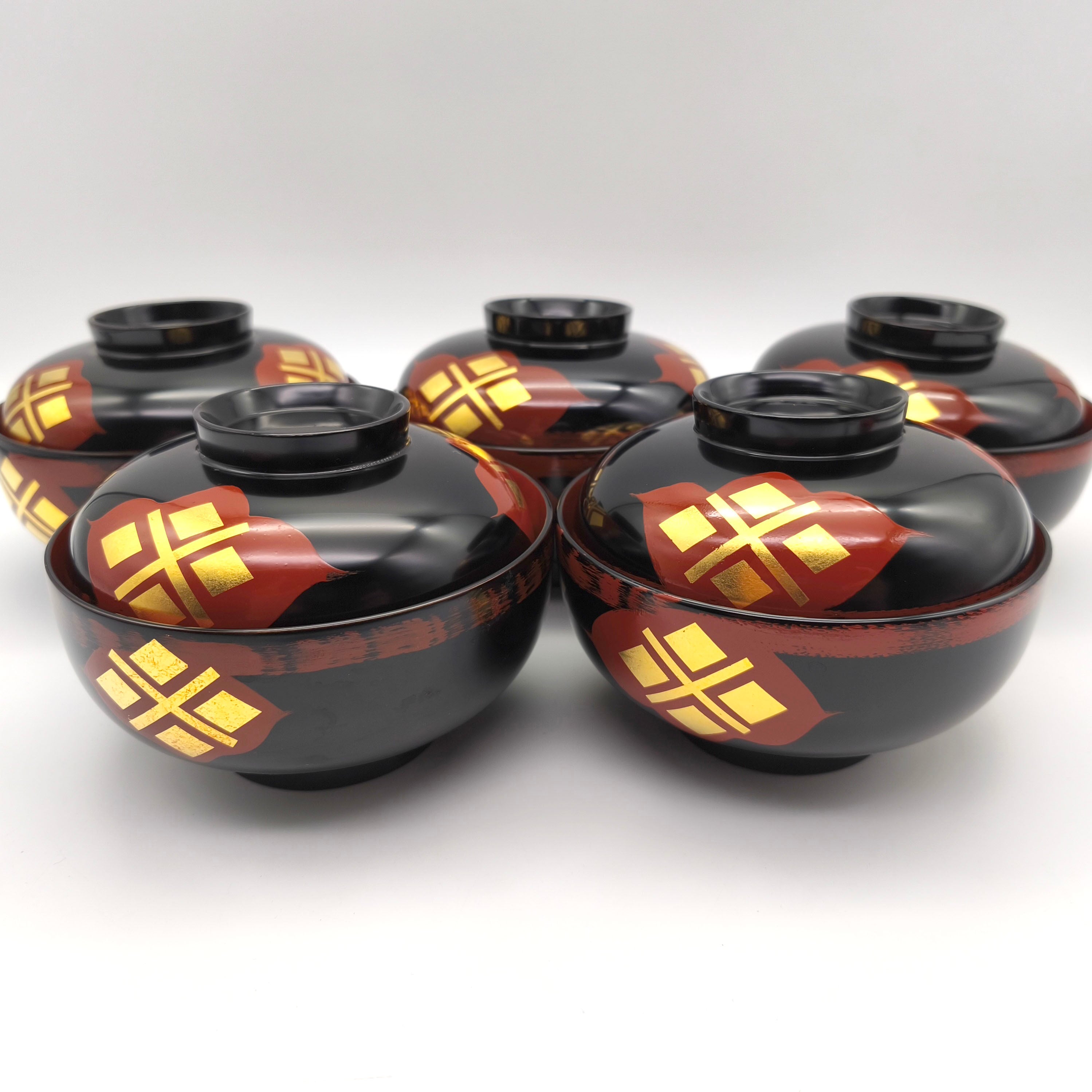 秀峰・漆塗・御汁椀・四客揃・No.150303-10・梱包サイズ60