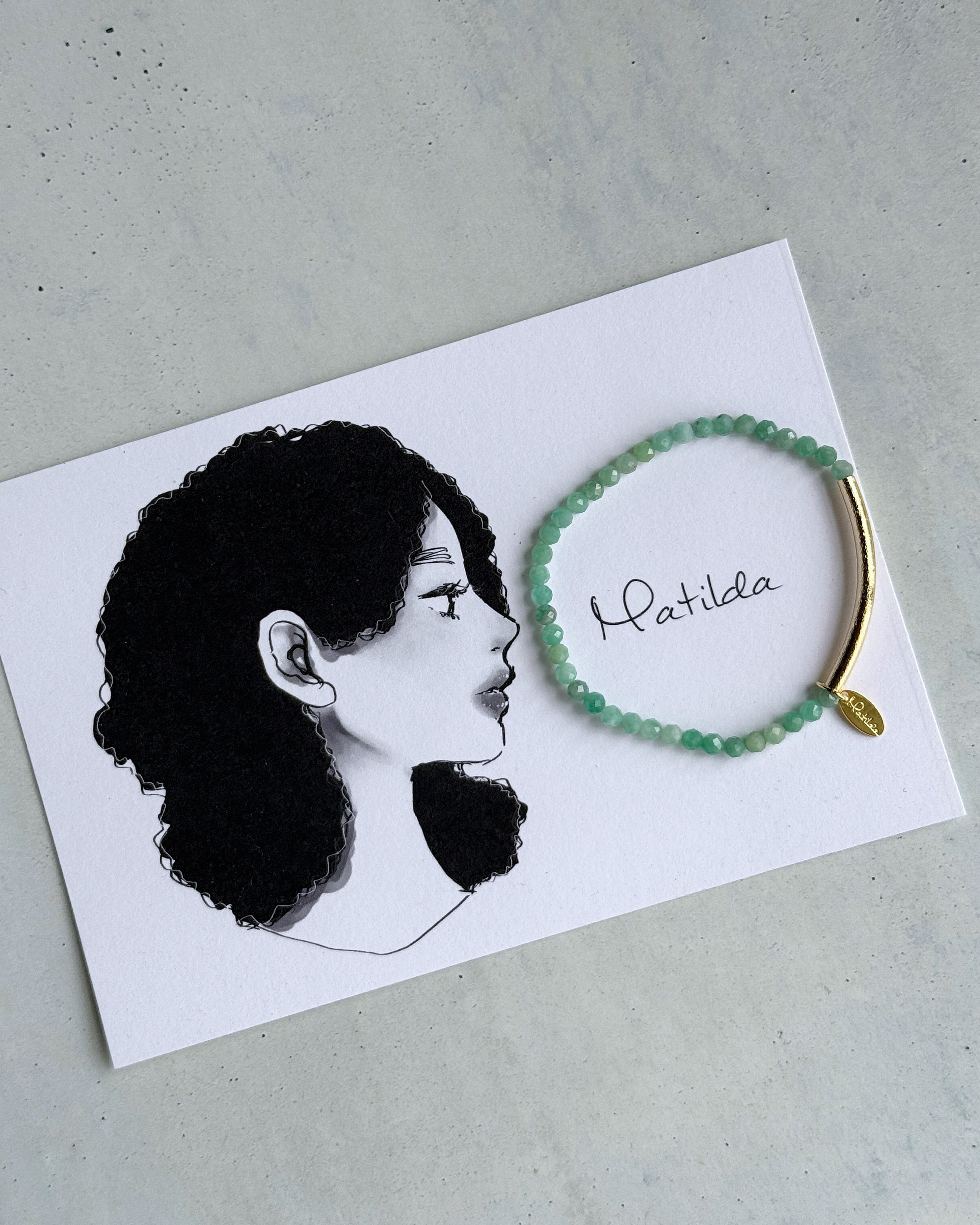 【再販】Tube & stone bracelet(エメラルド)