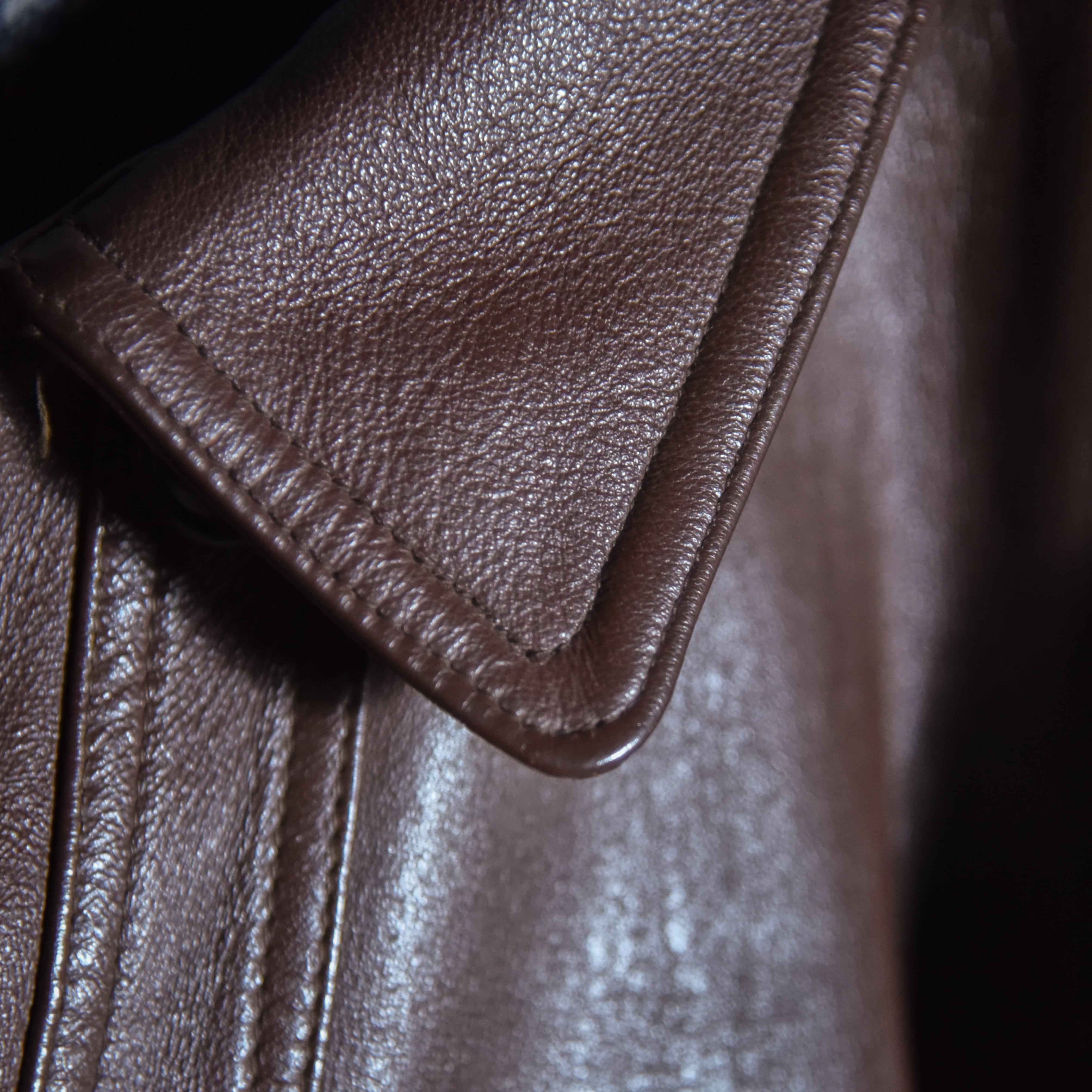 70s Le Corbusier Leather Double Breasted Jacket Brown ル