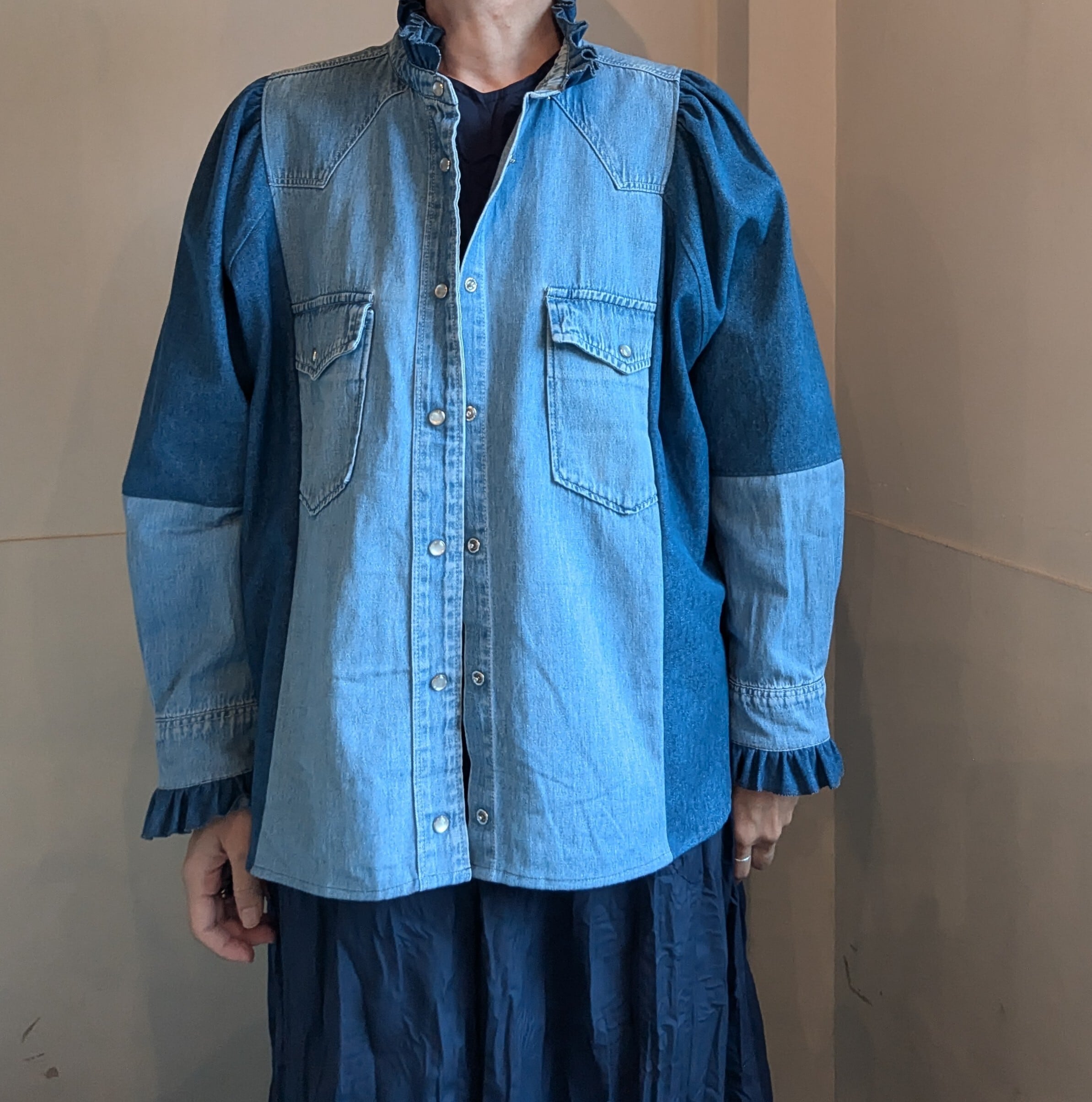 REHERSALL ］リハーズオール / デニムフリルシャツ / BLUE / アソート  