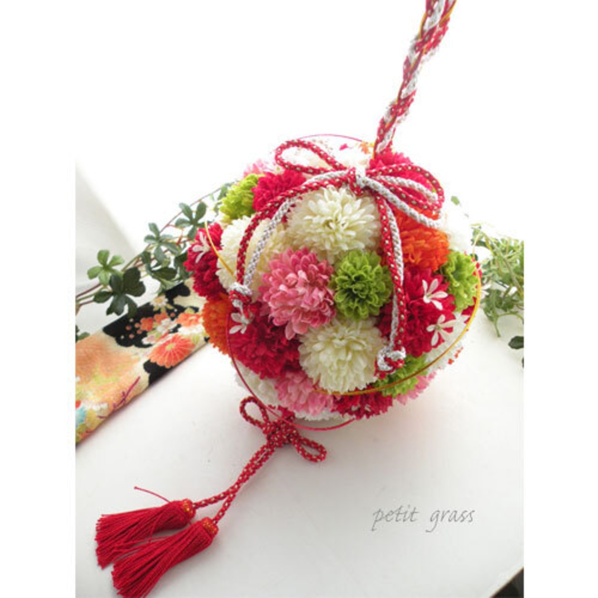 ボールブーケ オーダーブーケ 和装小物 和装 ブーケ 髪飾り 進ん  