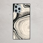受注生産 iPhoneケース 黒と生成りのうねる木目抽象｜抽象アート PABS109C