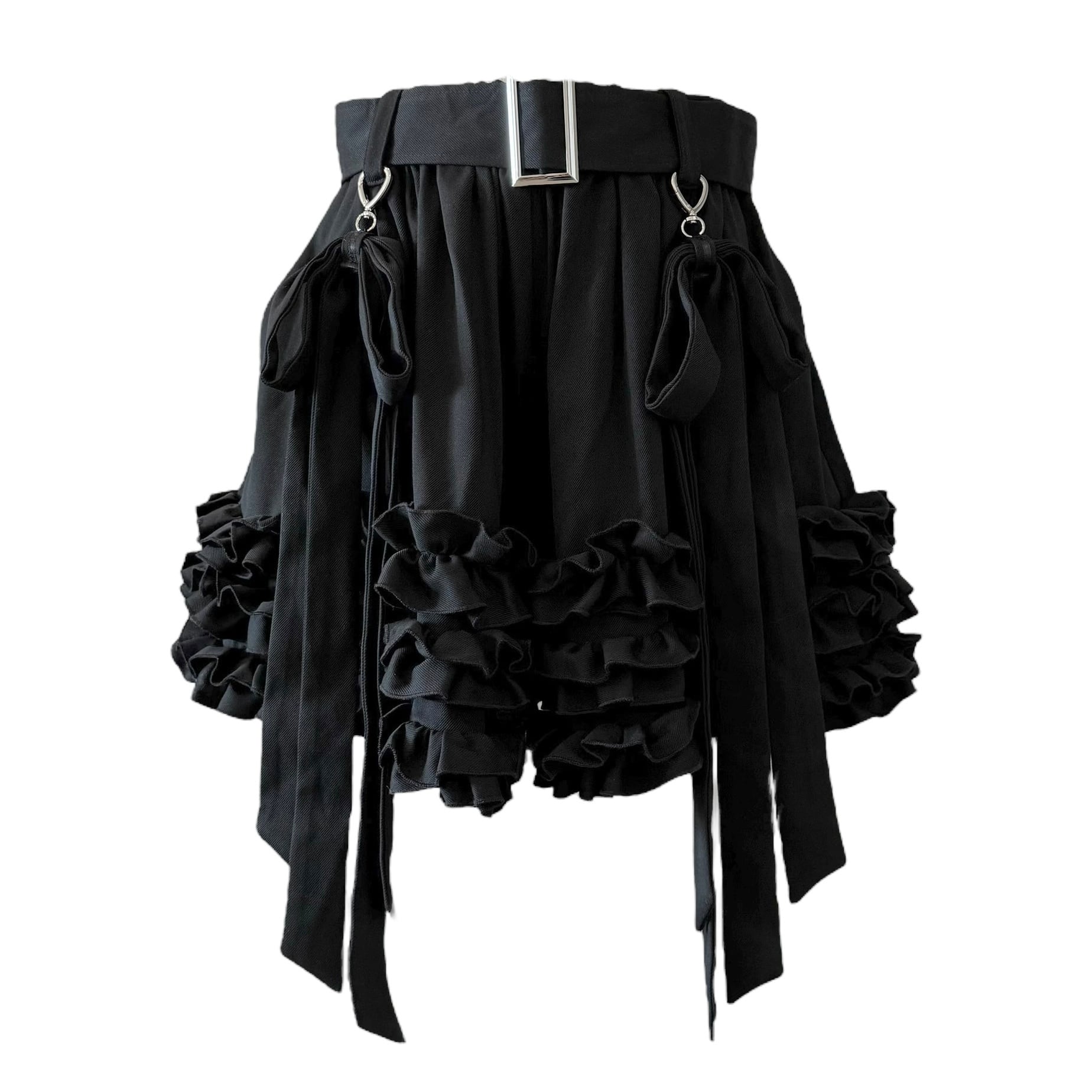 リボンフリルショートパンツ　BLACK