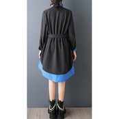 レイヤード風 配色 シャツワンピース  00130