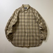 70s USA PENDLETON　襟芯　ウールシャツ　チェックシャツ　ペンドルトン　ベージュ　XL 古着