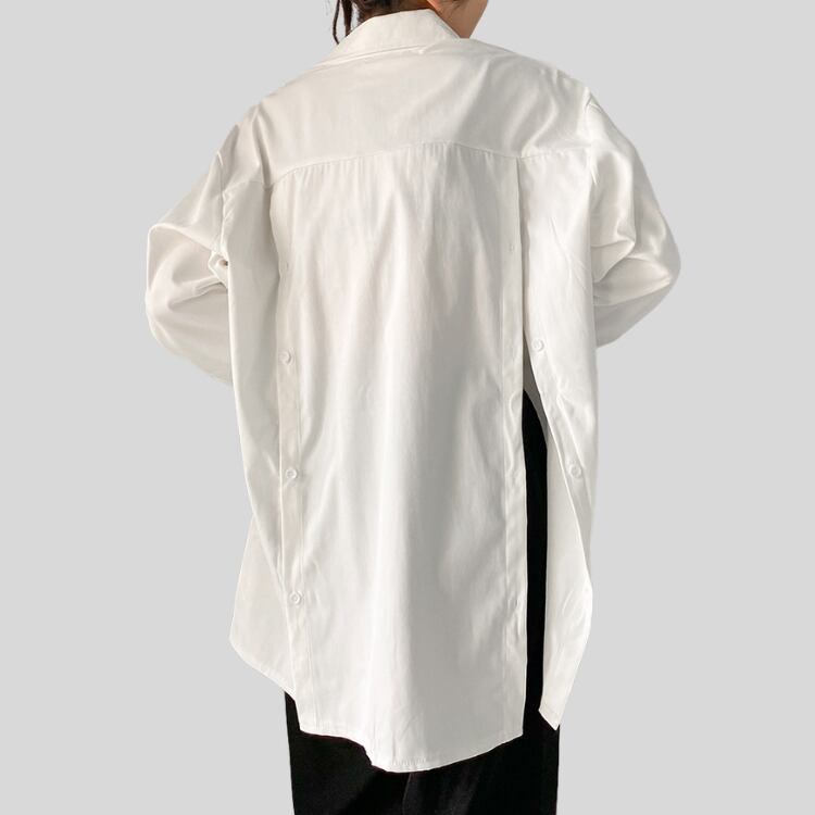バックボタン&スリットデザインシャツR01310