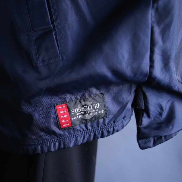 "reversible" fleece×nylon over size anorak parka