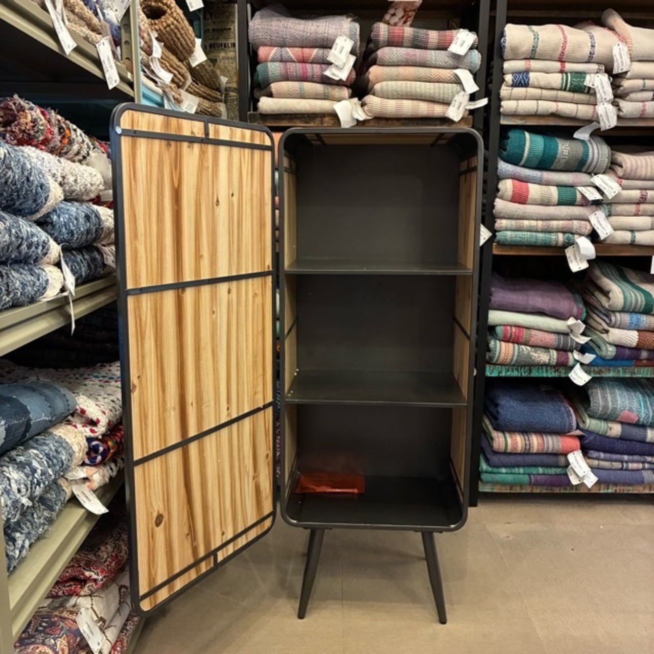 Wood＆Iron Cabinet L　ウッド＆アイアンキャビネット　L　3段　ミリタリー　収納家具　棚　リビング　寝室　ガレージ　インダストリアル