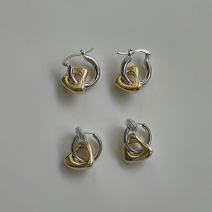 silver gold heart earrings （ピアス / イヤリング）