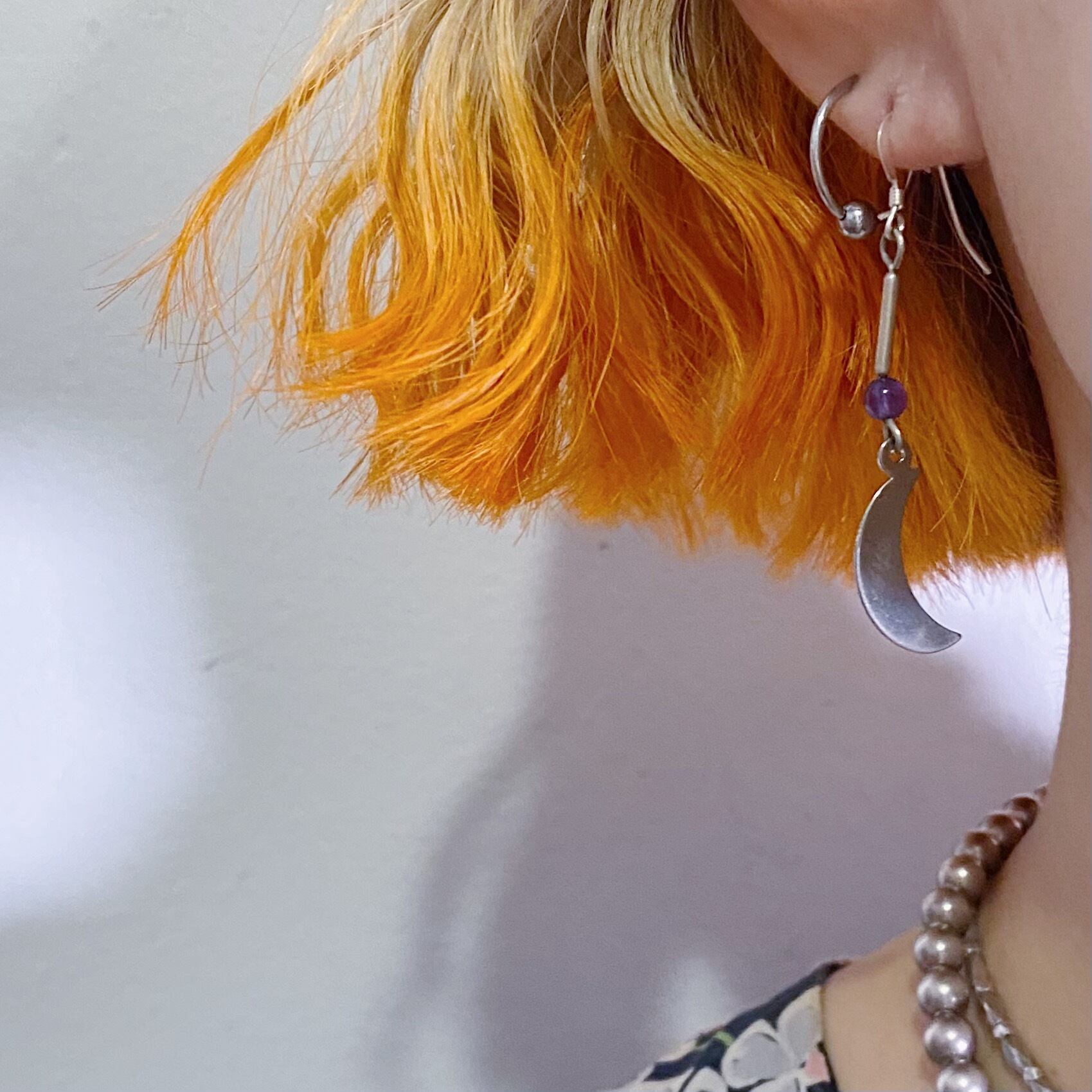 925 silver star and moon motif pierce earrings【a55】 | LEMON