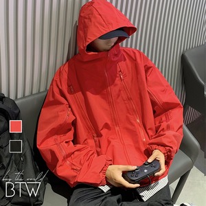 【韓国メンズファッション】ジップアクセントマウンテンパーカー アウター 長袖 カジュアル シンプル キャンプ BW2408