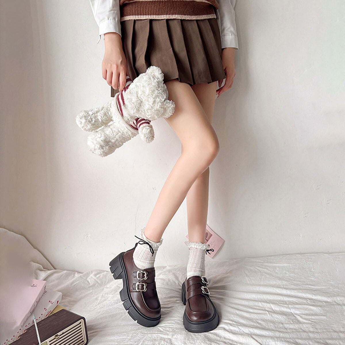 厚底 ローファー 韓国風 レディース PUレザー 大人 きれいめ 学生 通勤 通学 おしゃれ シンプル カジュアル クラシック 太ヒール レトロ メイド コスプレ 大人可愛い 大人女子