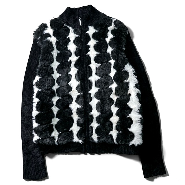 Vintage faux fur switching drivers knit