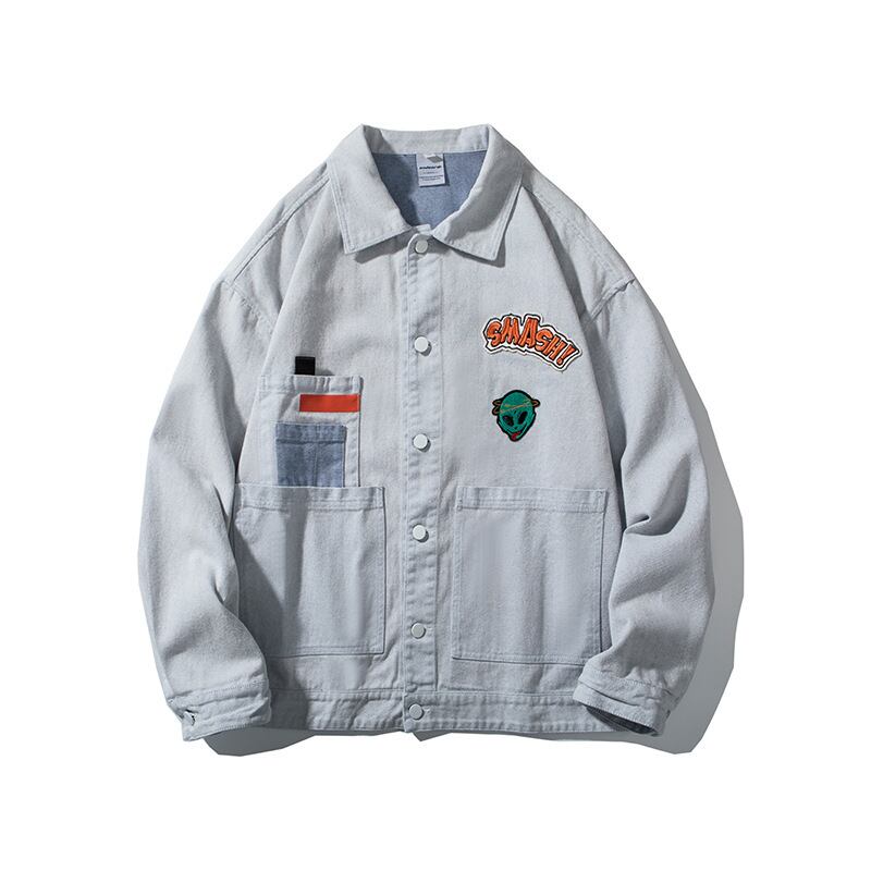 Clothes Road、Vintage、Autumn、Loose 、、 ese Retro、Boys、オールマッチソリッドデニムカーディガン、ラペル、長袖ジャケット-Alibaba ロング レトロ オータム 秋物 ソリッドカラー ビンテージ hip6-161120253166340