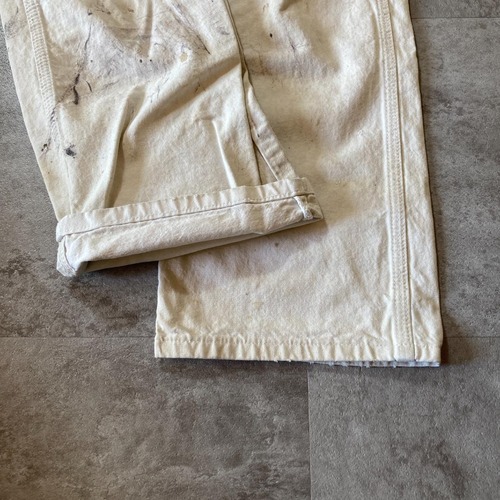 00s- Dickies ペインターパンツ ホワイト トリプルステッチ 無地 エルサルバドル製 34/32 pants 詳細写真7