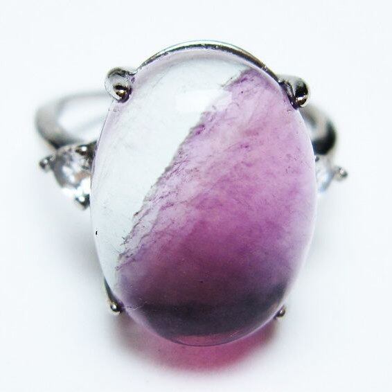 フローライト リング 蛍石 指輪 フリーサイズ 17号 一点物 メール便可 [M便 1/20] 115-7094