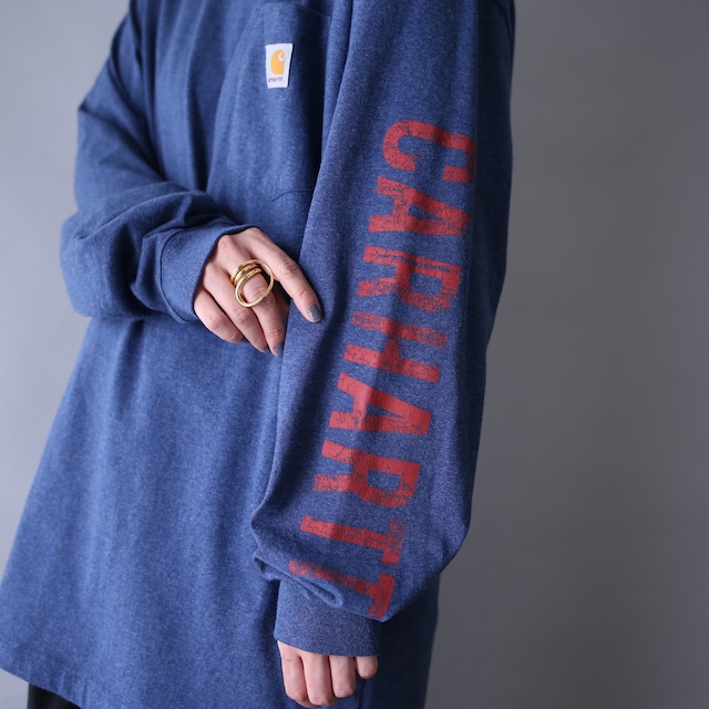 "Carhartt" sleeve logo printed loose silhouette l/s tee