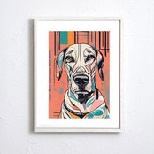 Brother|犬の兄弟をカラフルに描いた抽象アートポスター|ポップで明るいインテリアに映える1枚| A2ポスター