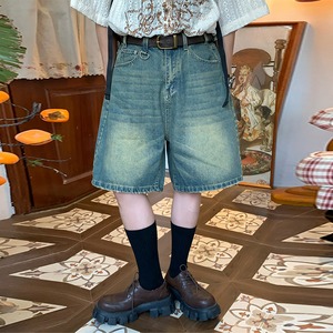 C2全3色ウォッシュデニムハーフパンツ