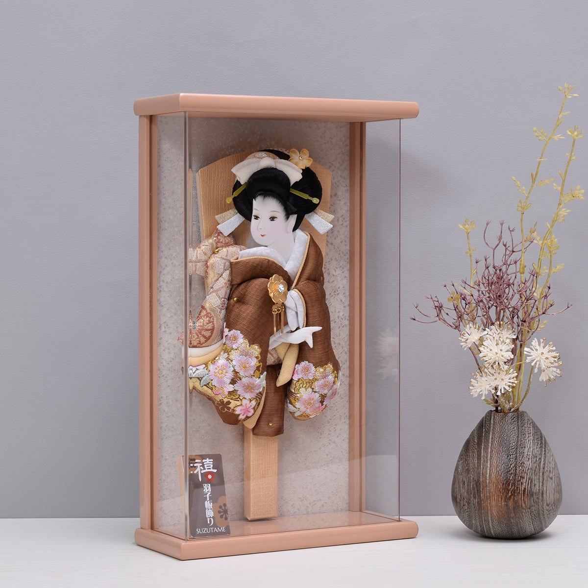 押絵羽子板飾り【茜・茶色】9号｜おしゃれ｜モダン｜今どき