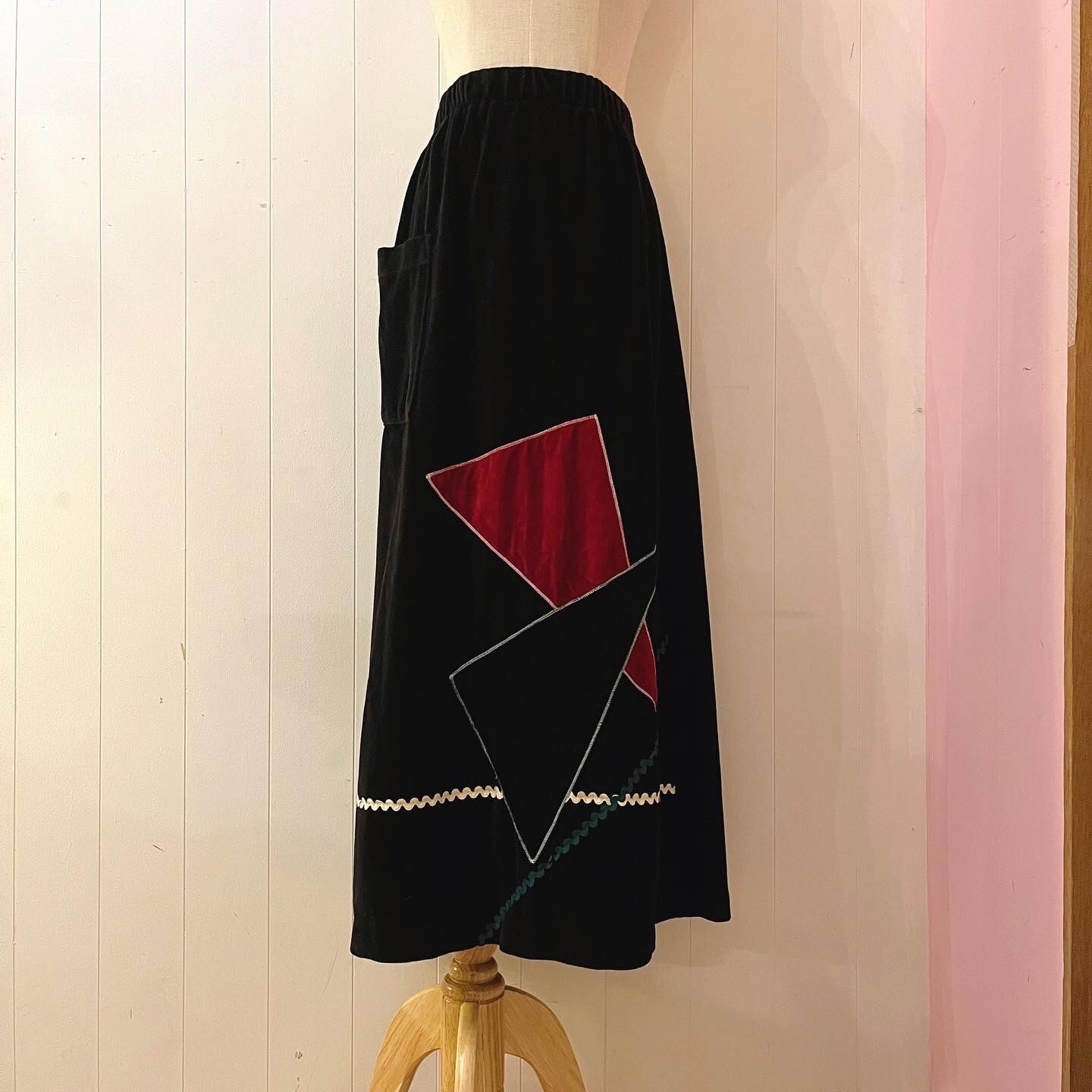 black velours △ patchwork skirt