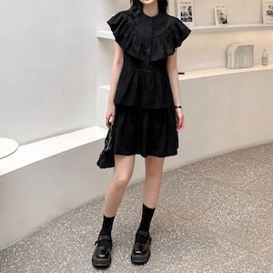 Short Sleeve Frill Dress KRE1699