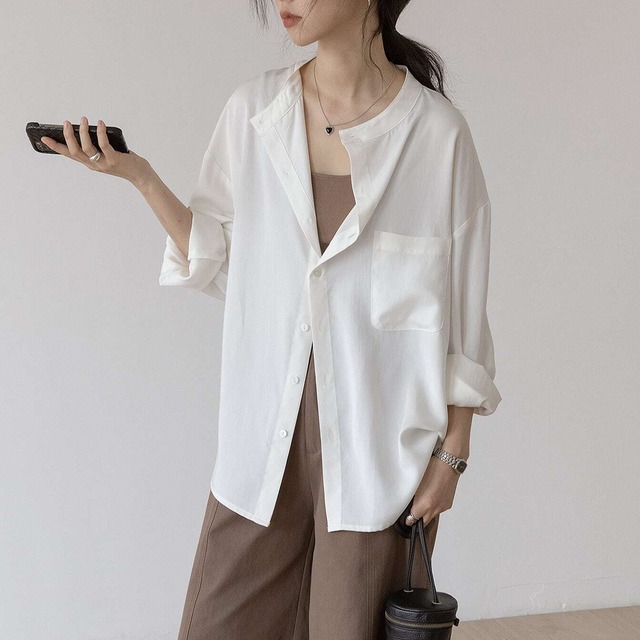 マニッシュスタンドカラーシャツ 10249