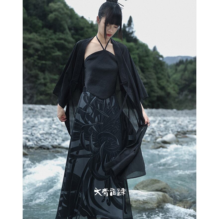 中華ゴシック スカート ゆったり ウエストゴム 大青龍肆 夏服 20代 30代ファッション