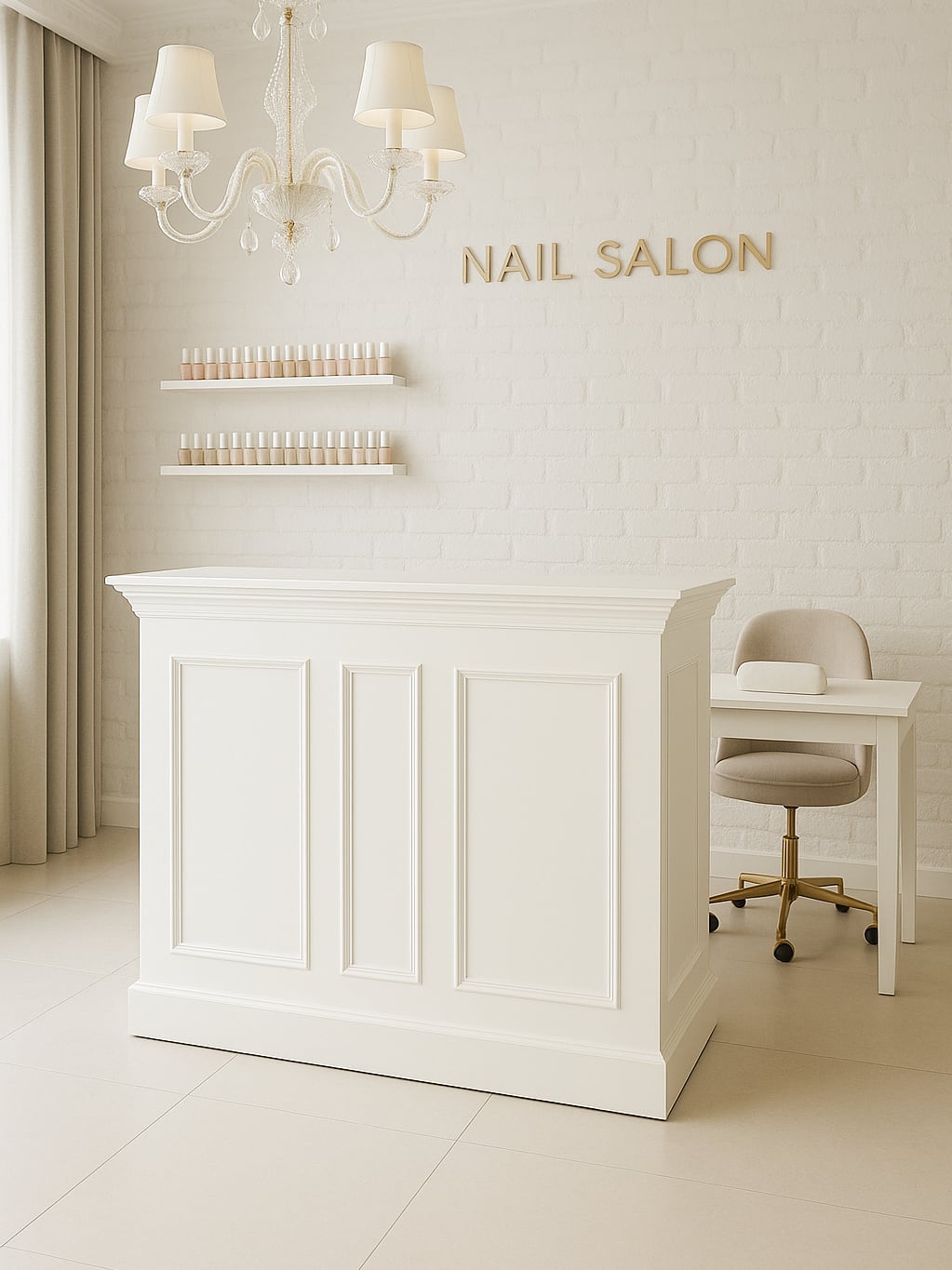 オーダーメイドアンティーク調カウンター155 （ネイルサロン・美容室