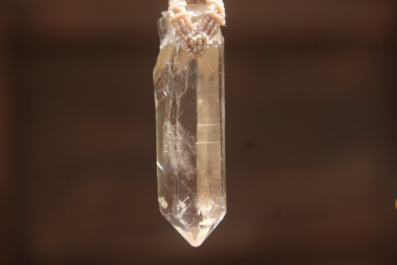 Himalayan crystal & Labradorite & Sunstone micro macrame pendant