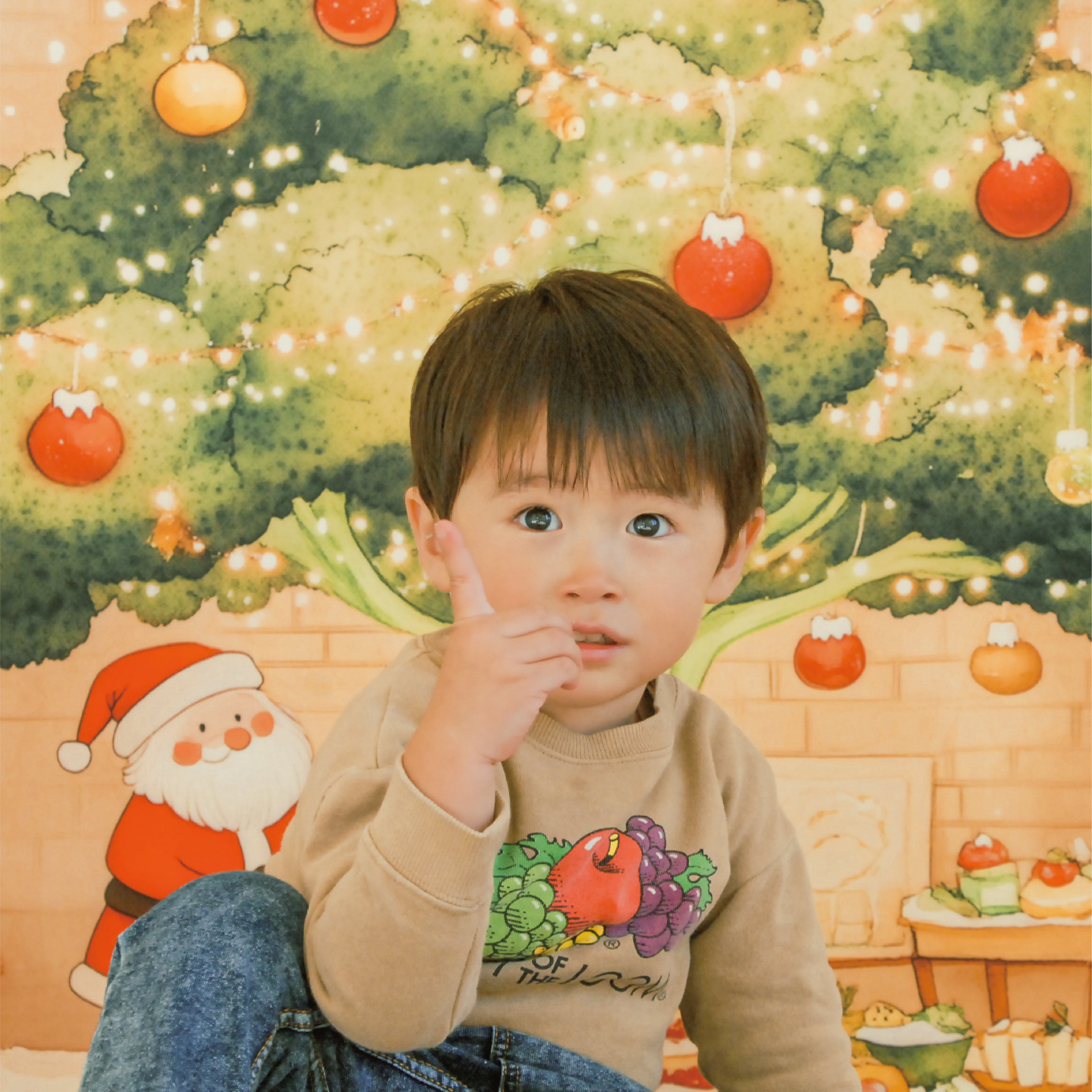 サンタとクリスマスツリーマット / おうちスタジオ /おうちフォトに