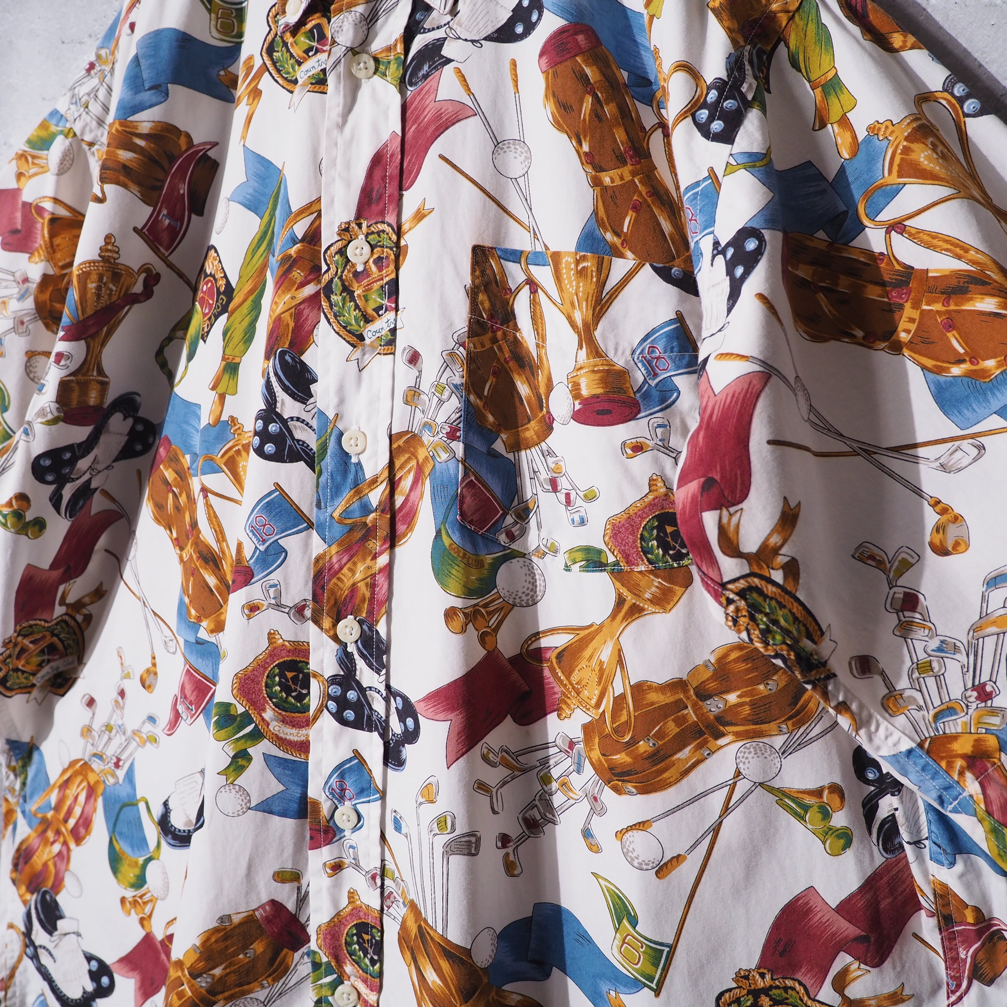 1990s " Made in USA " Beautiful Luxury pattern vintage loose Button down shirt