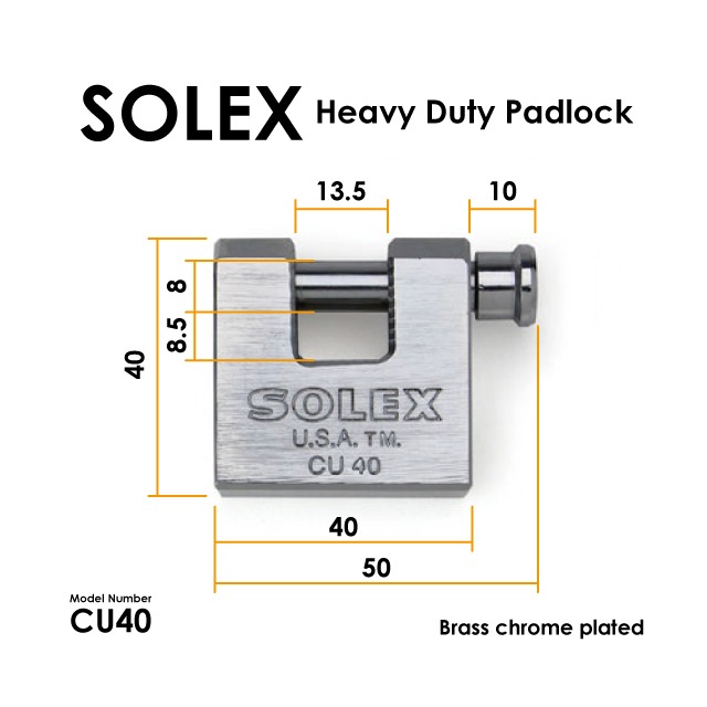 SOLEX Heavy Duty Padlock CU40