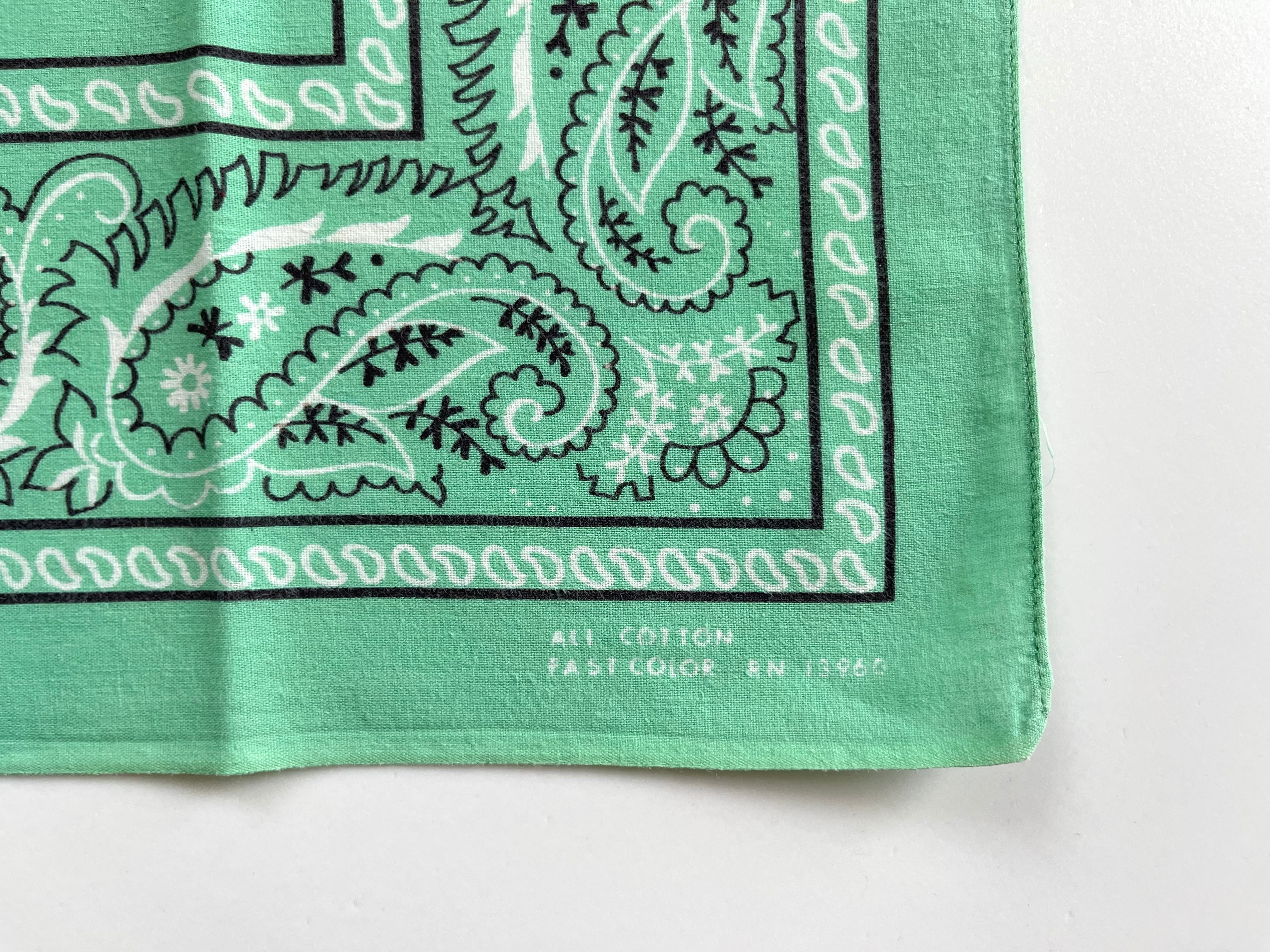 ミントグリーン！】70s~ RN13960 Paris paisley ヴィンテージ バンダナ