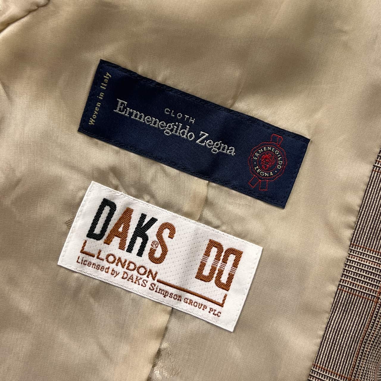 DAKS × Ermenegildo Zegna ダックス ゼニア チェック 背抜き テーラードジャケット 7AR/グレー系 レディース