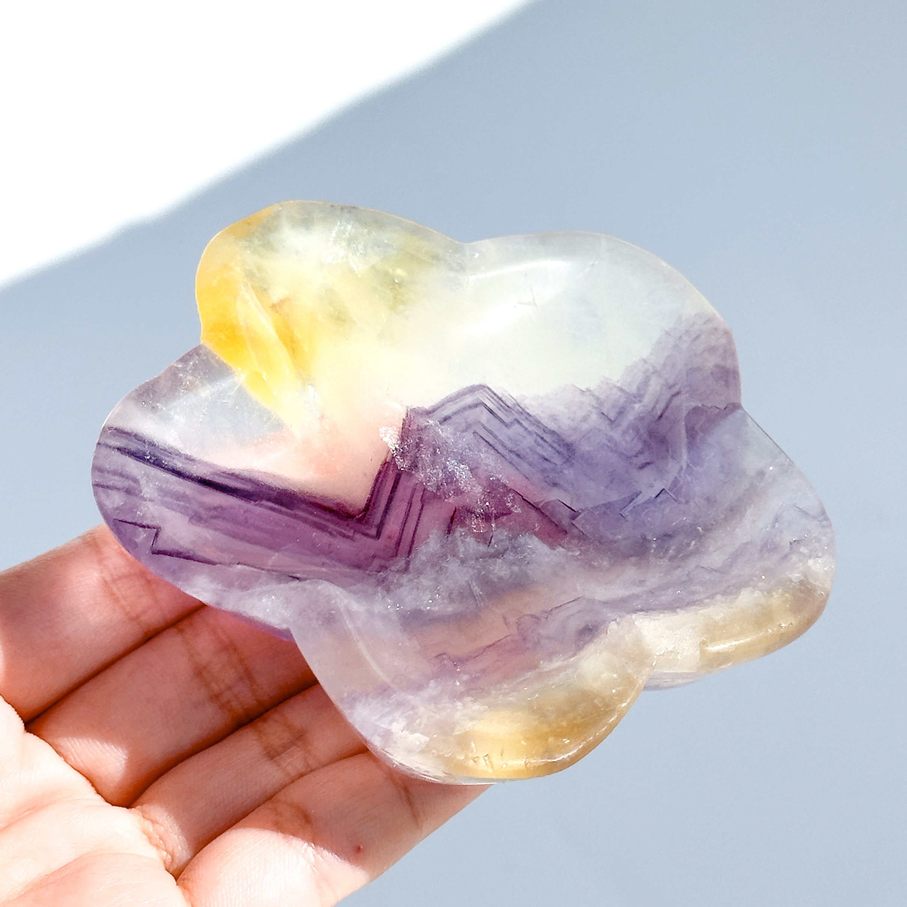 レインボーフローライト花型のうつわ04◇ RainbowFluorite ◇天然石