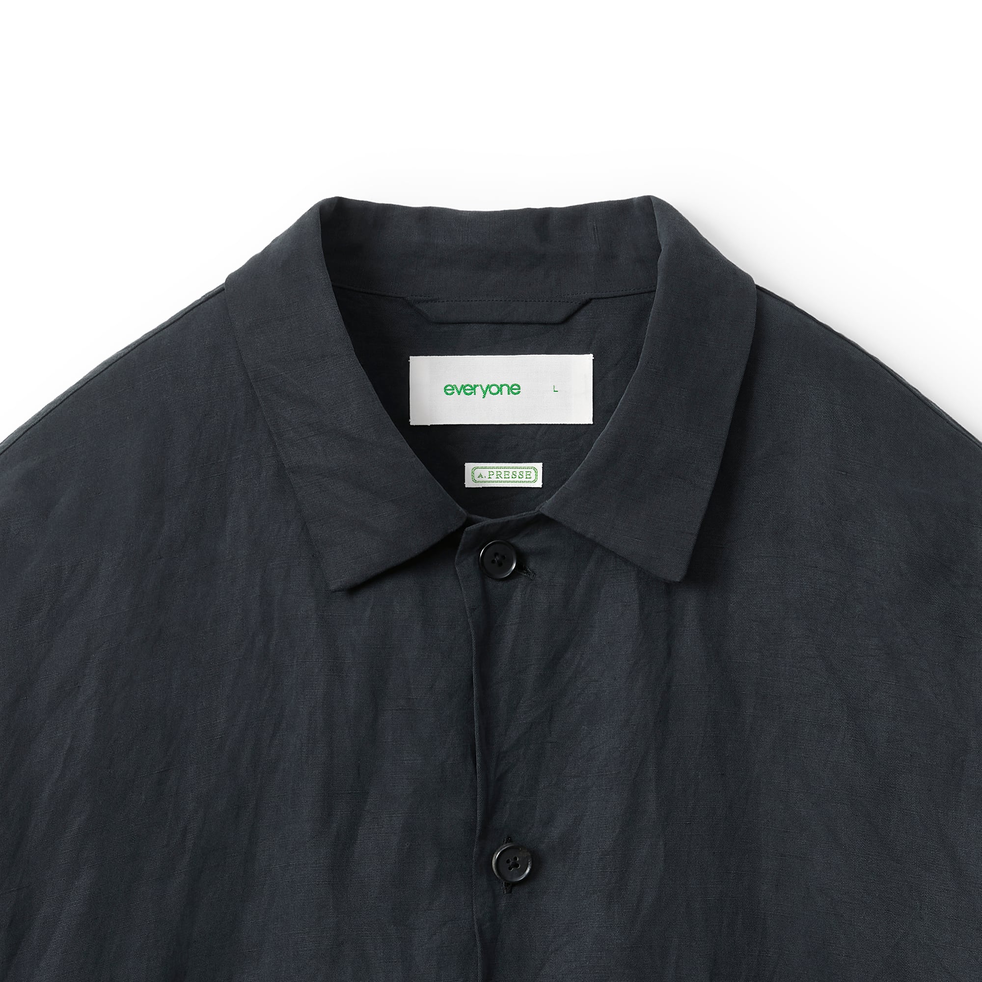 トップス A.PRESSE everyone Silk Linen shirt A.PRESSE for everyone Silk Linen Sleeping Shirts (BLACK) | everyone