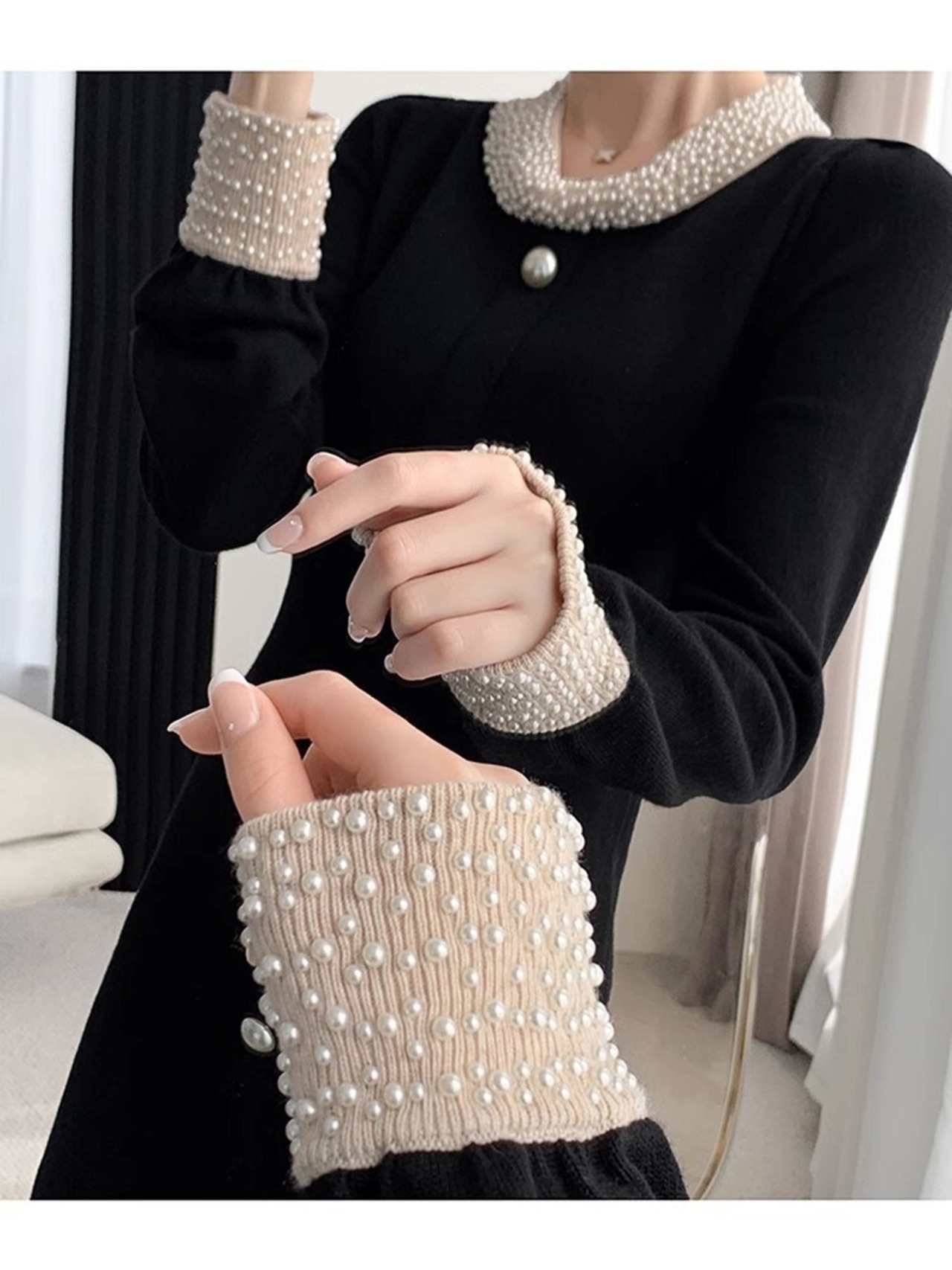 クラシックパールラインドレス