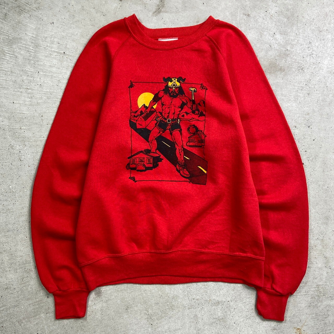 80年代 USA製 BASSET WALKER 企業キャラクター プリント スウェット 