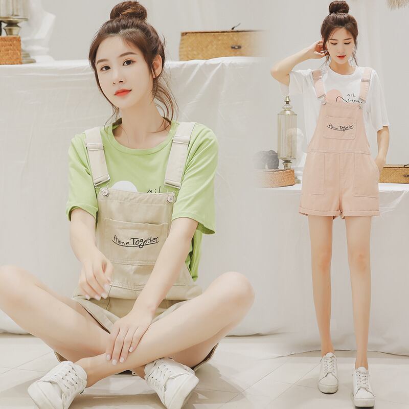 【新作】【送料無料】 マタニティウェア2020夏の新しいファッション年齢を減らすマタニティスーツポケットアルファベットショーツ+半袖Tシャツ-アリババ ショート ハーフスリーブ サマー 夏物 ブルマー expec275901201129