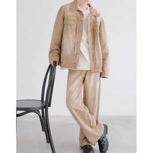 wide leg pants oversized denim jacket set up mr0406