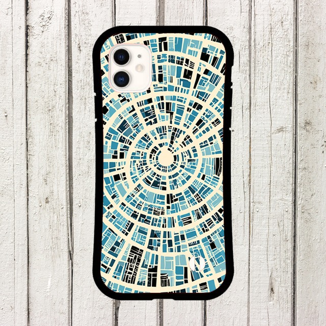 受注生産 iPhoneケース 円形都市グリッドの地図柄｜都市地図 UMAP043C